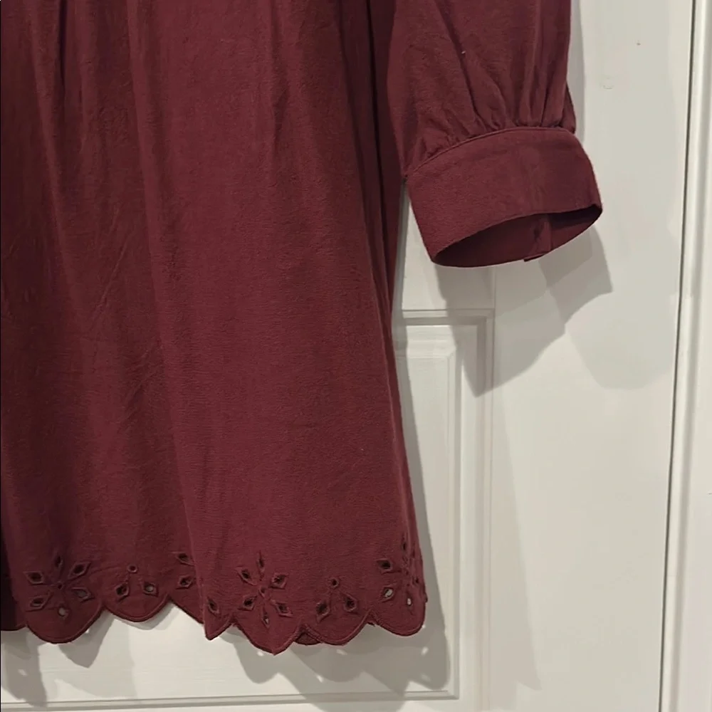NWT Madewell Chic Burgundy Eyelet Dress - Picture 5 of 9